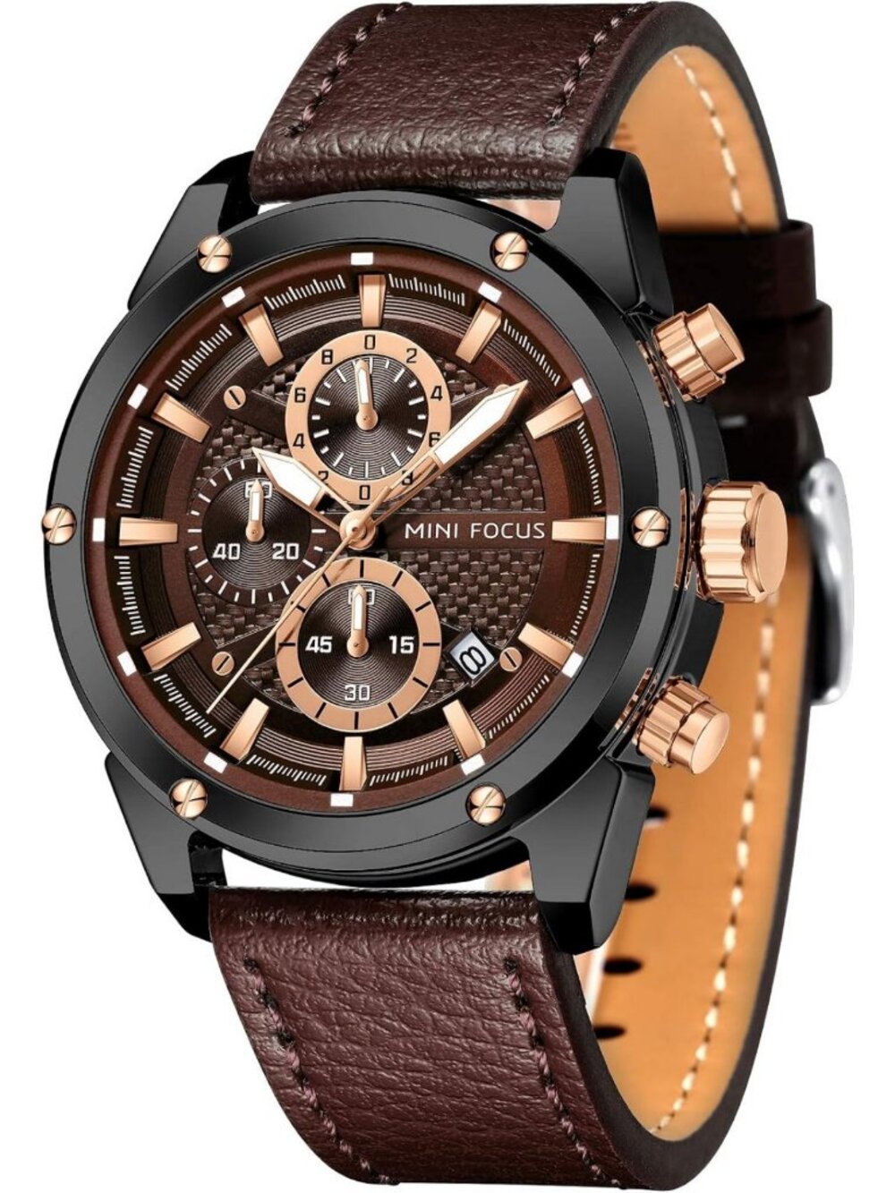 Stylish Men's Mini Focus Watch - Multifunctional, Waterproof, Luminous, Leather